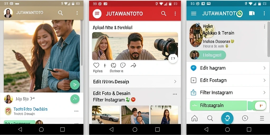 Antarmuka JUTAWANTOTO dengan berbagai pilihan filter Instagram.
