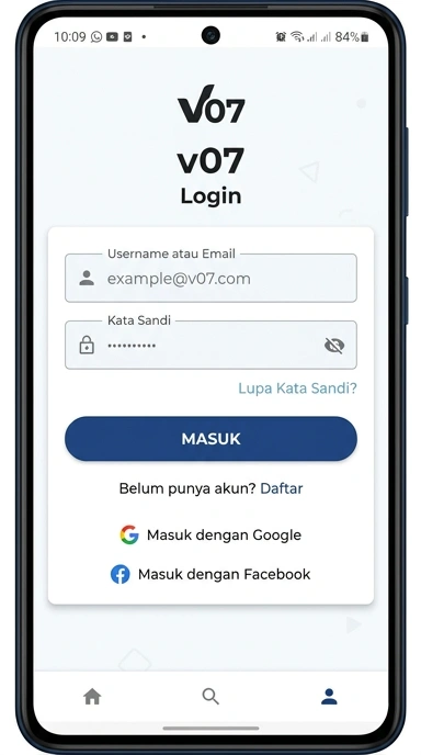 Tampilan halaman login v07